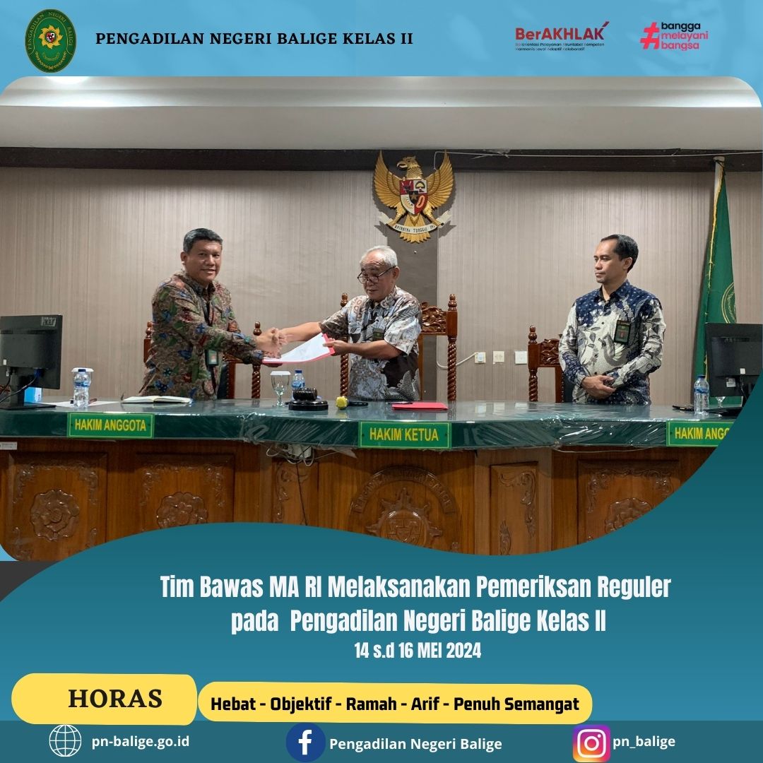 Tim Bawas MA RI Melaksanakan Pemeriksaan Reguler di Pengadilan Negeri Balige Kelas II.